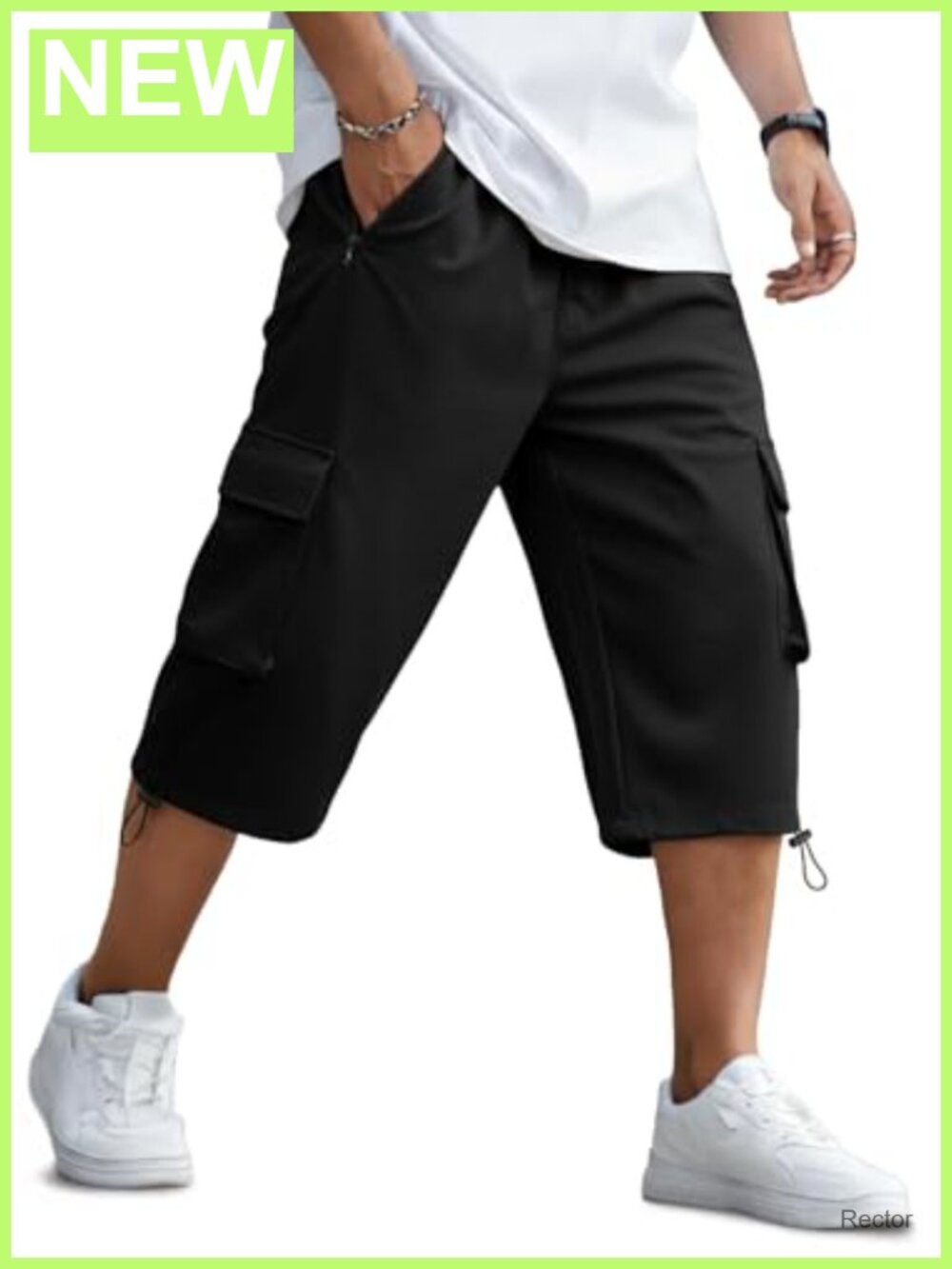 Men's 3/4 Cargo Shorts with Adjustable Waist